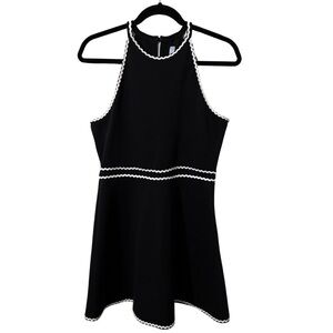 Hill House Elegant Black Mini Dress with White Accents